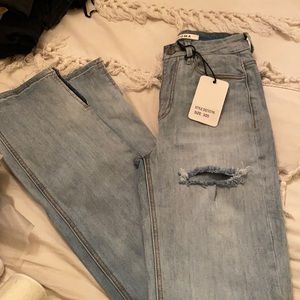 High rise distressed jeans